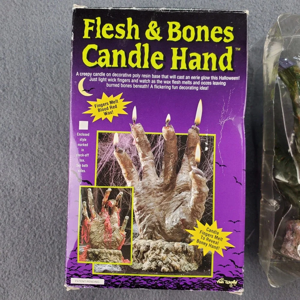Flesh & Bones Candle Hand Halloween Decor, Open box
